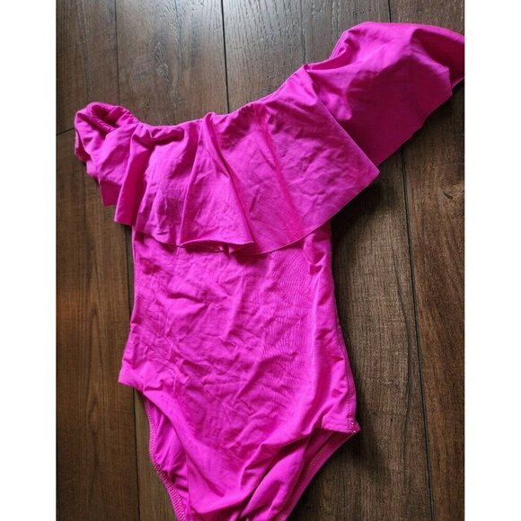 Trina Turk Key‎ Solids Off the Shoulder Bandeau Ruffle One Piece Swimsuit - Picture 4 of 8